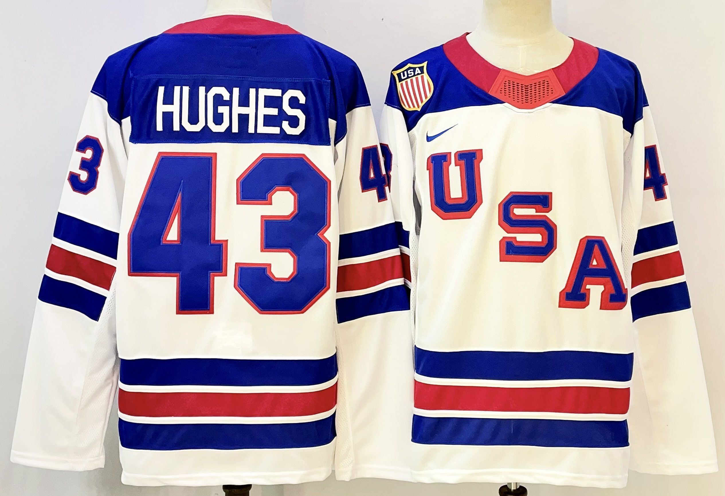 Men USA #43 Hughes White Nike 2026 NHL jersey 01->more nhl jerseys->NHL Jersey